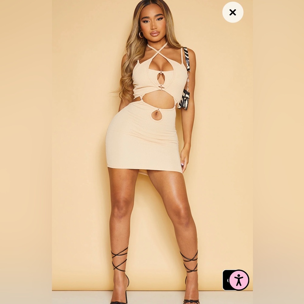Brand New Sexy Mini Tan Dress